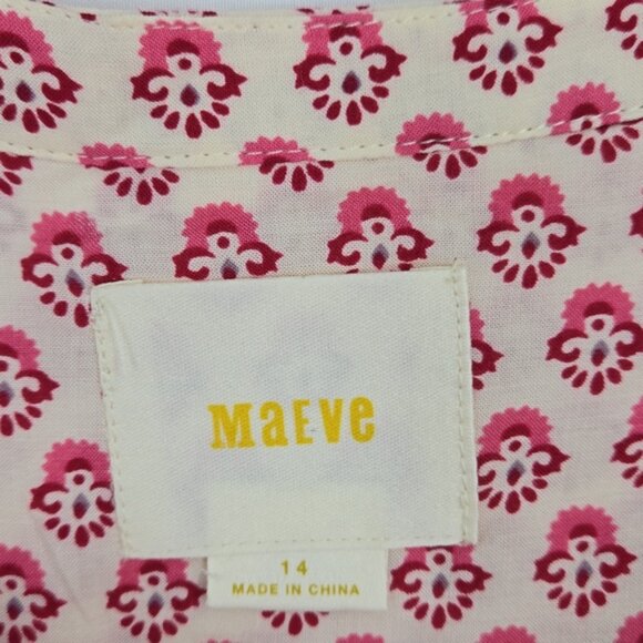 Anthropologie Maeve Laiken Henley Popover Ditsy Floral Cream Pink Plus Size 14 - Picture 5 of 11